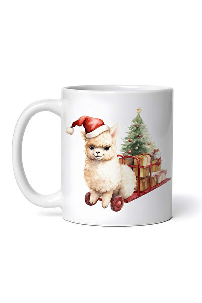 OEM Cană albă personalizată, Alpaca aduce cadouri de Crăciun, INOVATIX®. 330ml