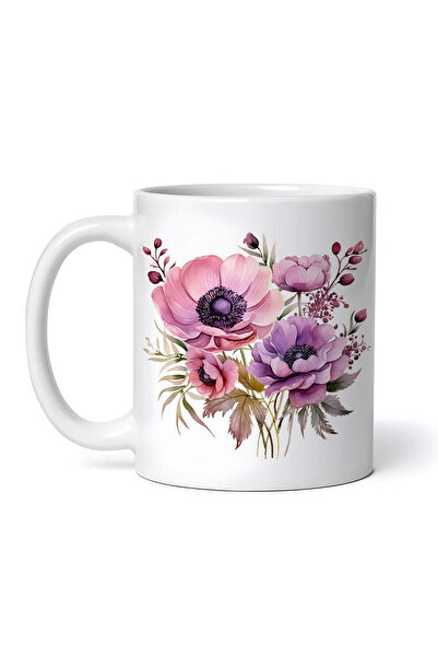 OEM Cană albă personalizată, buchet de anemone, Inovatix®. 330 ml