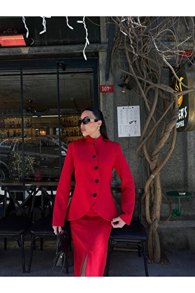 MODAGK Women's Double Design Blazer Jacket Skirt Suit