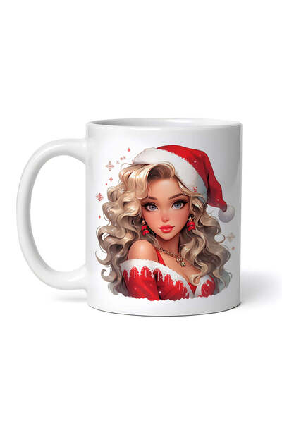 OEM Εξατομικευμένη Λευκή Κούπα, Ξανθιά με Βασιλικό Χριστουγεννιάτικο Φόρεμα, ...