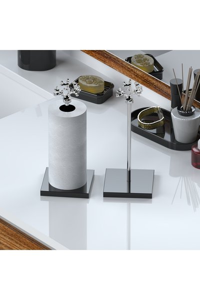 EOCRAFT Composite Granite, Marble Paper Towel Holder and Napkin Holder with Silver Metal Handle