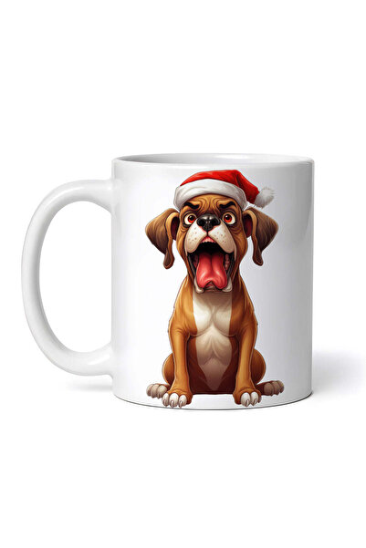 OEM Cană albă personalizată, Boxer cu pălărie de Crăciun, Inovatix®. 330 ml