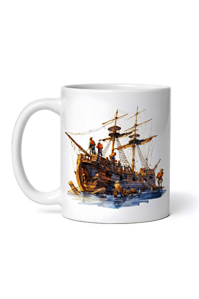 OEM Cană albă personalizată, Barcă Pirat, INOVATIX®. 330ml