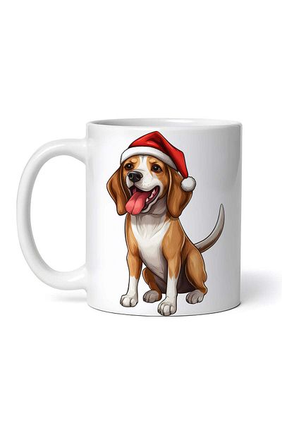 OEM Personalized White Mug, Beagle With Santa Hat, Inovatix®. 330ml