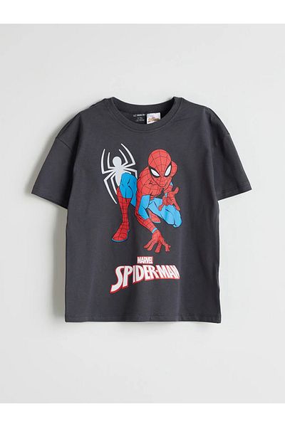 LC Waikiki Lcw Kids Anthracite Spider-Man Printed Boys T-Shirt and Shorts Pack of 2
