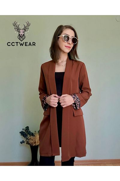 CCTWEAR Dabil Fabric Leopard Sleeve Overlong Jacket