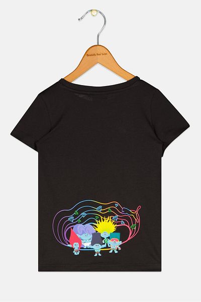 Puma x Trolls Kids Boy Short Sleeve Graphic T Shirt, Black