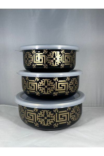 EmayeBurada Flame Enamel Luxury Enamel 3 Size Storage Container, Air Tight Enamel Storage Container Organizer