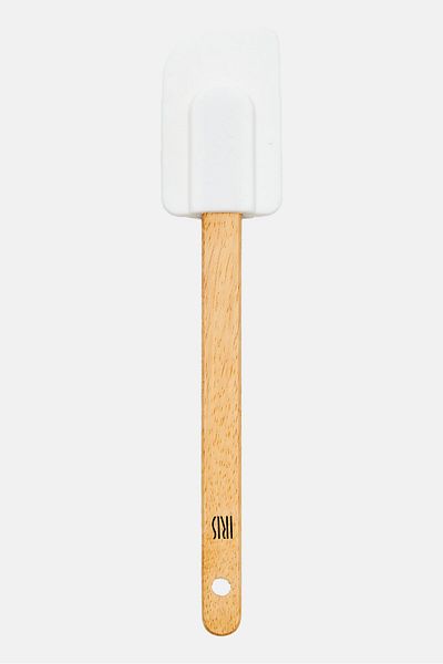 IRIS Silicone Spatula With Wooden Handle 25cm, White/brown