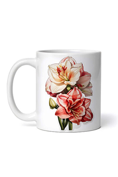 OEM Cană albă personalizată, buchet de flori de Amaryllis, INOVATIX®. 330ml