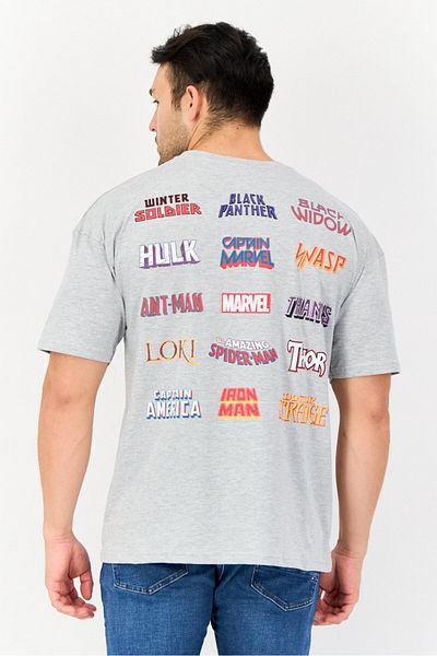 Marvel Men Crew Neck Short Sleeves Graphic Print T-shirt, Grey