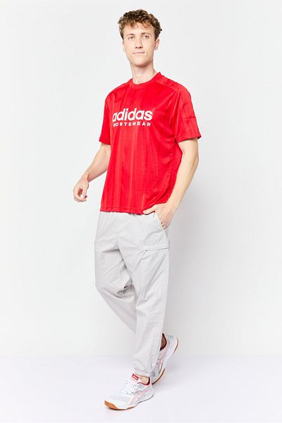adidas Men Sportswear Fit Short Sleeve Training T Shirt, Red
