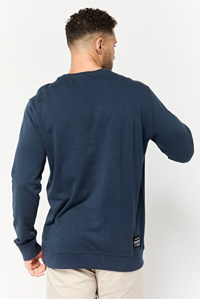 PAUL FRANK Men Crew Neck Graphic Print Long Sleeve Sweatshirt, Navy