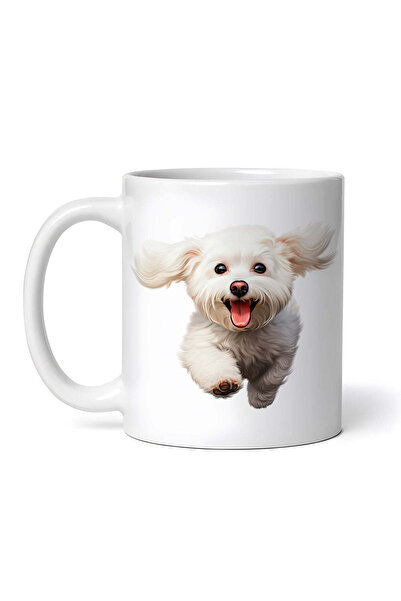 OEM Cană albă personalizată, Bichon Frise alergând, INOVATIX®. 330ml