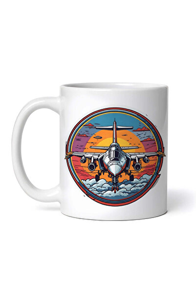 OEM Cană albă personalizată, Avion de vânătoare, Inovatix®. 330 ml