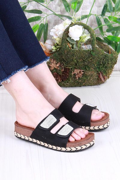 fort Pienn 20064 Anatomical Comfortable Stone Double Banded Velcro Women's Slippers