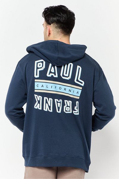 PAUL FRANK Men Hooded Brand Logo Long Sleeves Sweatshirt, Navy