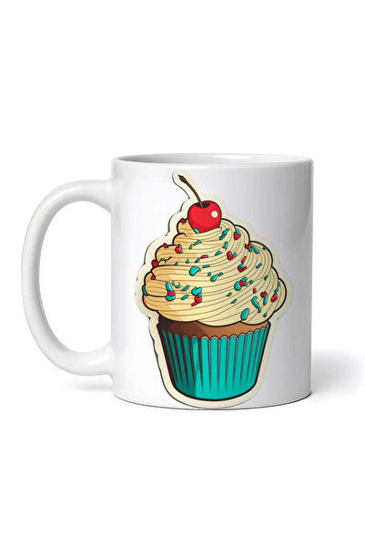 OEM Cană albă personalizată, brioșă cu cremă și cireșe, Inovatix®. 330 ml