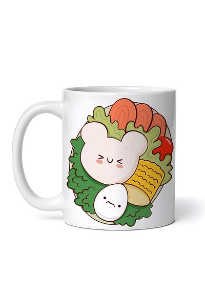 OEM Personalized White Mug, Bento Food Teddy Bear, Inovatix®. 330ml