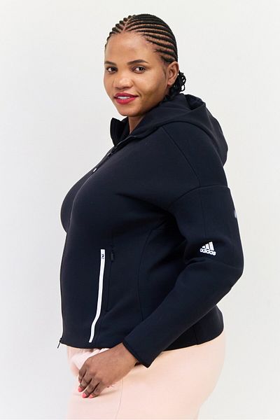 adidas Women Plus Size Long Sleeve Outdoor Hoodie, Black
