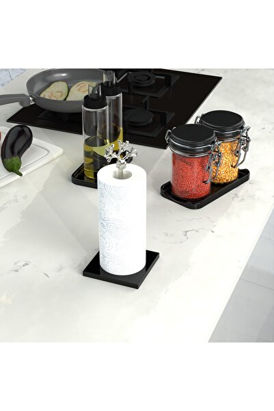 EOCRAFT Composite Granite, Marble Paper Towel Holder and Napkin Holder Gold Metal Handle