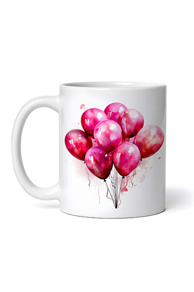 OEM Cană albă personalizată, baloane roz, Inovatix®. 330 ml