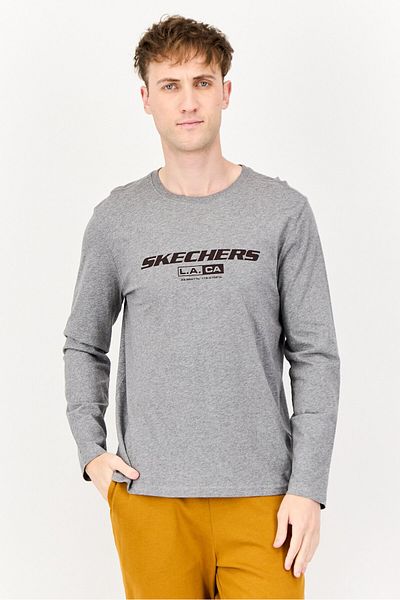 SKECHERS Men Sportswear Fit Long Sleeve Outdoor T-shirt, Grey