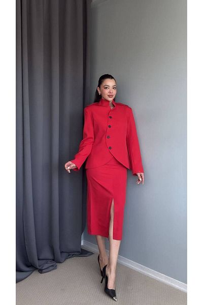 MODAGK Women's Double Design Blazer Jacket Skirt Suit