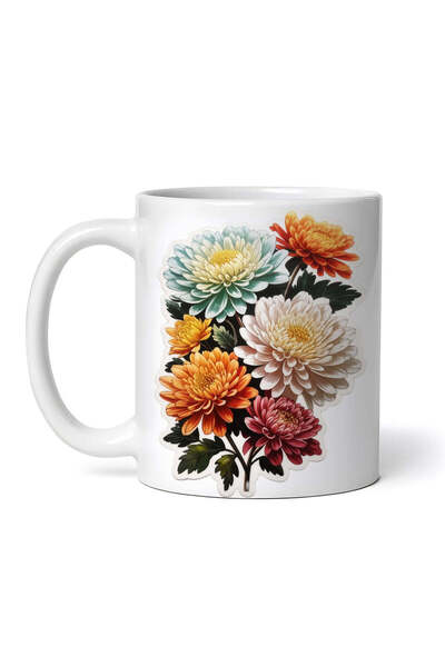 OEM Cană albă personalizată, buchet de crizanteme, Inovatix®. 330 ml