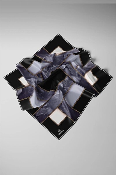 Vissona Twill Silk Scarf Black, Gray