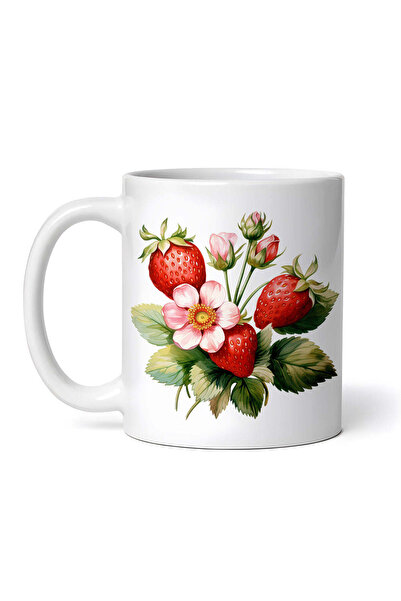 OEM Cană albă personalizată, buchet de căpșuni cu flori, INOVATIX®. 330ml