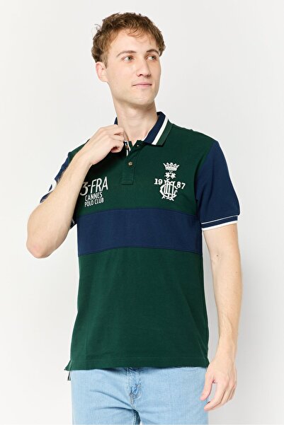 La Martina قميص بولو رجالي مطرز بأكمام قصيرة وقصة عادية، متعدد الألوان