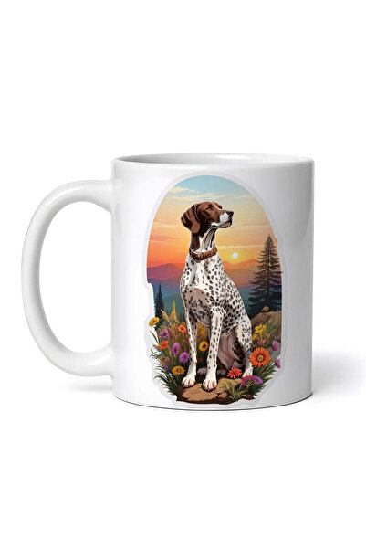 OEM Cană albă personalizată, model German Brac în munți, Inovatix®. 330 ml