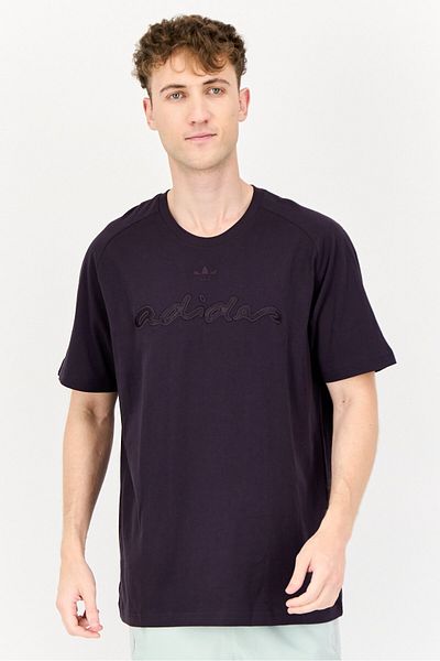 adidas Men Sportswear Fit Short Sleeves Outdoor T-Shirt, Dark Purple