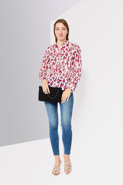 Scotch & Soda Women Pointed Collar Animal Print Long Sleeve Shirt, Multicolor