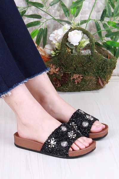 fort 00903 Pienn Anatomical Flexible Comfortable Stone Beaded Women's Slippers