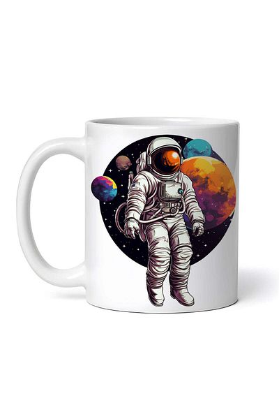 OEM Cană albă personalizată, Astronautul în spațiu Fabian, INOVATIX®. 330ml