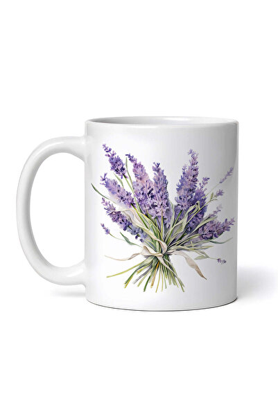 OEM Cană albă personalizată, aranjament floral cu lavandă, Inovatix®. 330 ml