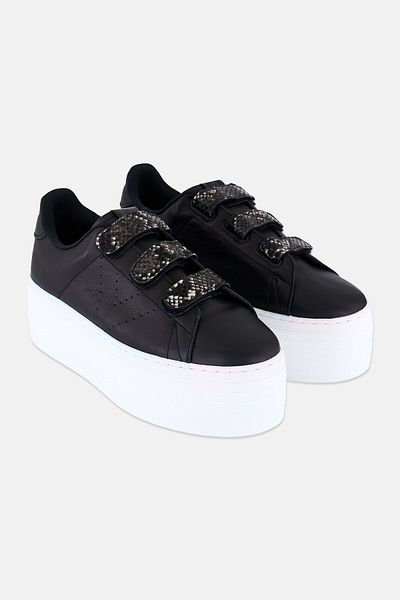 Victoria Women Velcro Platform Casual Shoes, Black