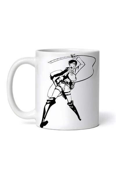 OEM Cană albă personalizată, Atac pe Titan Levi Ackerman, Inovatix®. 330 ml