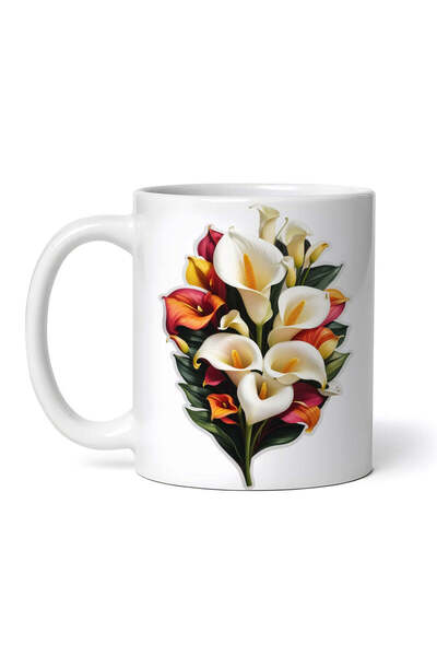 OEM Cană albă personalizată, buchet de crini cale, Inovatix®. 330 ml