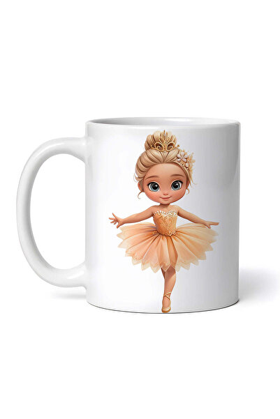 OEM Εξατομικευμένη λευκή κούπα, Μπαλαρίνα με κίτρινο φόρεμα, INOVATIX®. 330ml