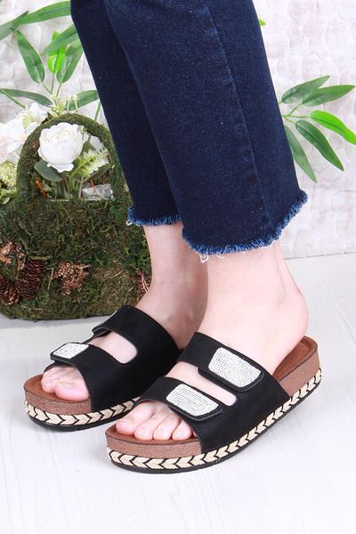 fort Pienn 20064 Anatomical Comfortable Stone Double Banded Velcro Women's Slippers