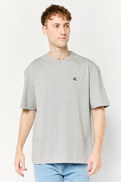 Calvin Klein Men Crew Neck Short Sleeve Embroidered Logo T-shirt, Grey