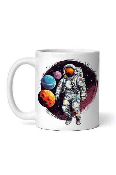 OEM Cană albă personalizată, Astronautul în spațiu, Ahile, Inovatix®. 330 ml