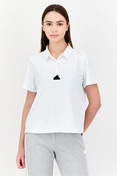 adidas Women Sportswear Fit Short Sleeve Outdoor Polo Shirts, White
