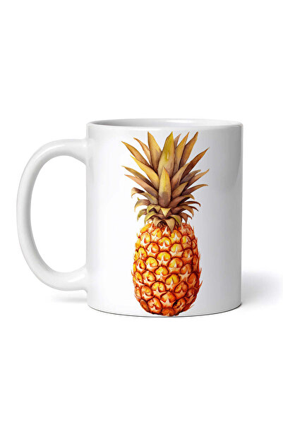 OEM Εξατομικευμένη Λευκή Κούπα, Ανανάς με Καφέ Φύλλα, Inovatix®. 330ml