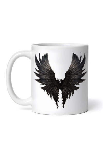 OEM Cană albă personalizată, aripi de înger Black Devil, INOVATIX®. 330ml