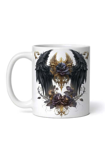 OEM Cană albă personalizată, aripi de înger Dark Gothic, INOVATIX®. 330ml