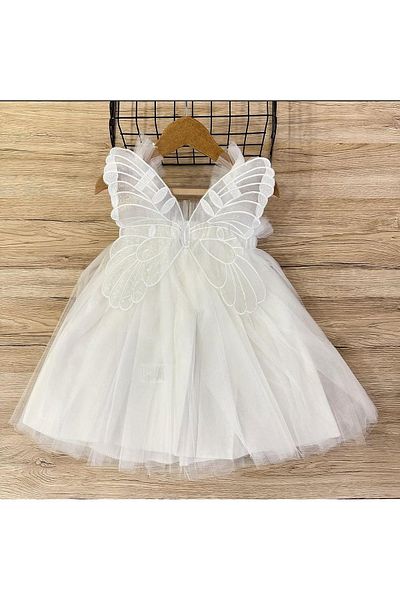 2kids2mom Baby Girl Children's Winged Birthday Party Wedding Special Day Tulle Lined Princess Dress